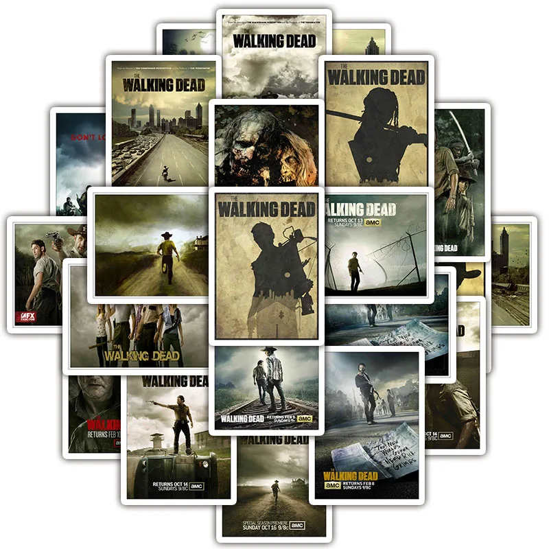 A027 25PCS Classic Terror Drama Dead Walking Stickers Decal to Guitar Motorcycle Luggage Skateboard Snowboard Fridge car Laptop phone - Цвет: A027