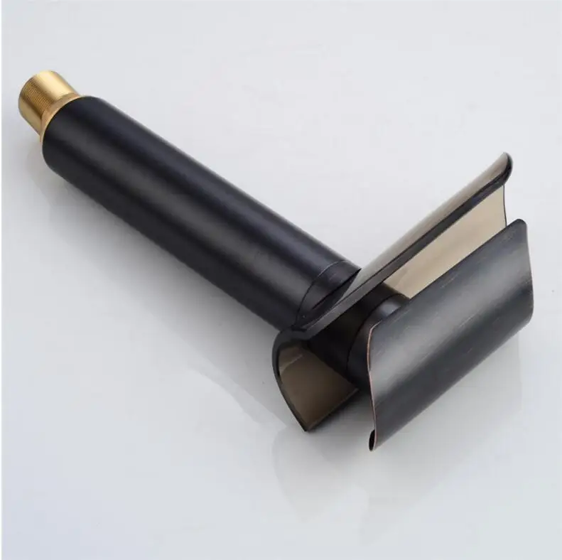 Смеситель для ванной комнаты черный бронзовый со стеклянным носиком |