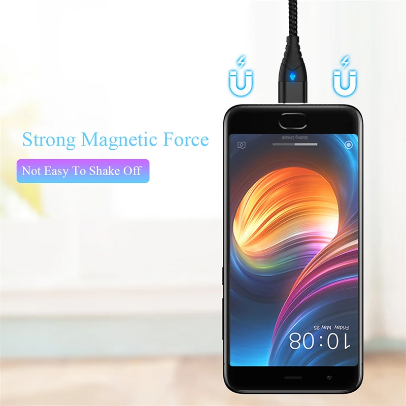 Магнитный кабель Micro USB Type-C для iPhone XS освещения 1 м 3 А быстрой зарядки Samsung S8 кабели