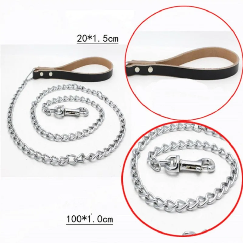 Домашнее животное Анти укус цепи тягового каната 100 см в длину натуральная кожа