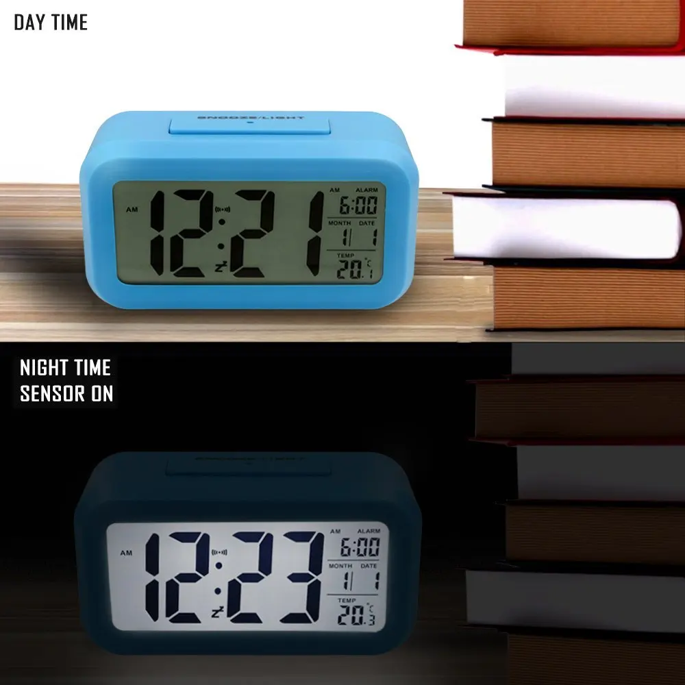 Цифровой Будильник Большой HD Дисплей Повтор Умный Мягкий Свет Прогрессивная