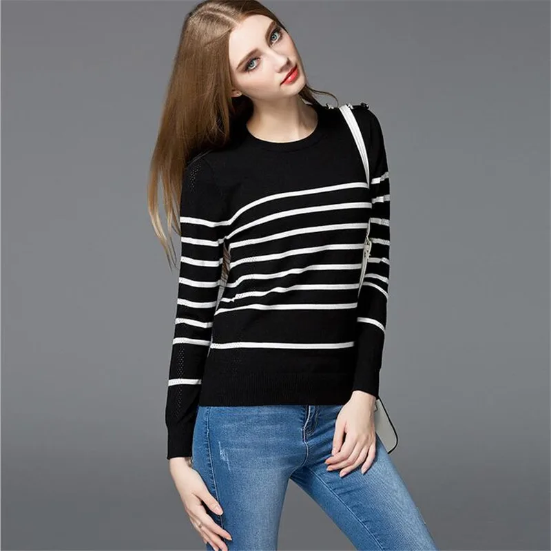 Полосатые женские блузки 2020 Весенняя блузка женская трикотажная с круглым