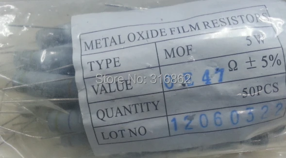 

5W 0.47R 5W0.47OHM 5W 0.47Ohm Carbon Film 5% 50pcs/LOT Free shipping