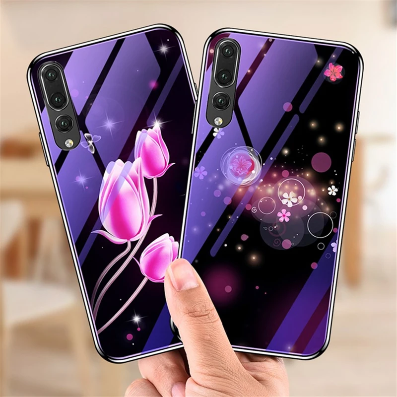 Nobility Tempered Glass Case for Huawei P20 Pro Nova 3E Lovely Plating Blue Light 12H Nova3E Cover |