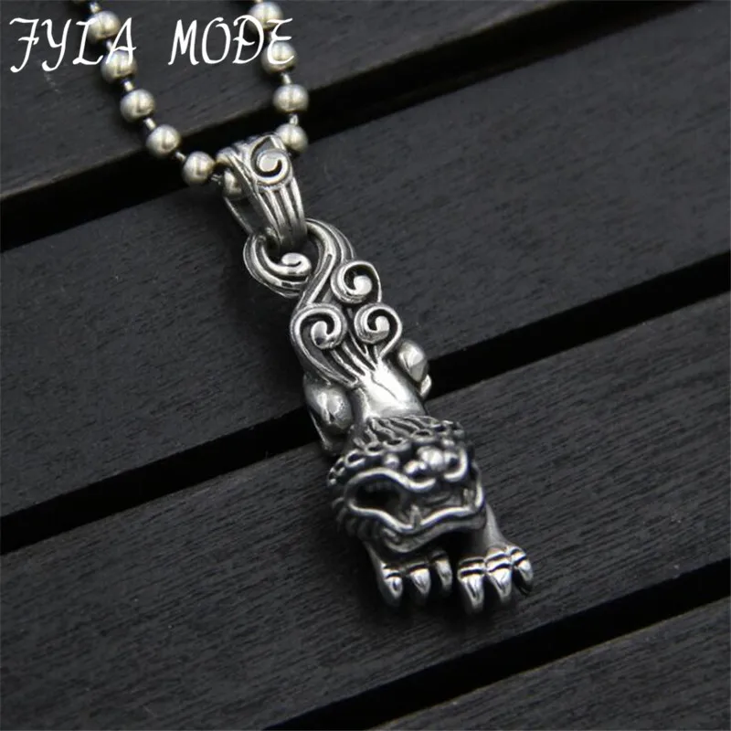 

JINSE Drop Shipping Necklace Pendant S925 Sterling Silver pi xiu Pendant Accessories Male Women Mascot 31*11MM 7.7G
