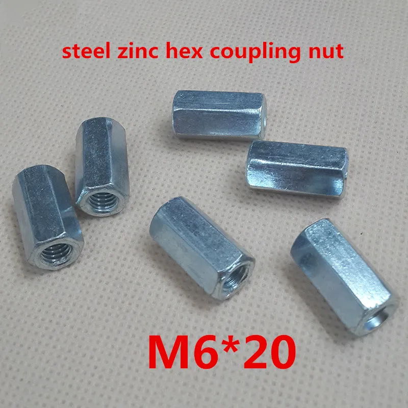 

10pcs steel with white zinc m6*20 hex thick nut