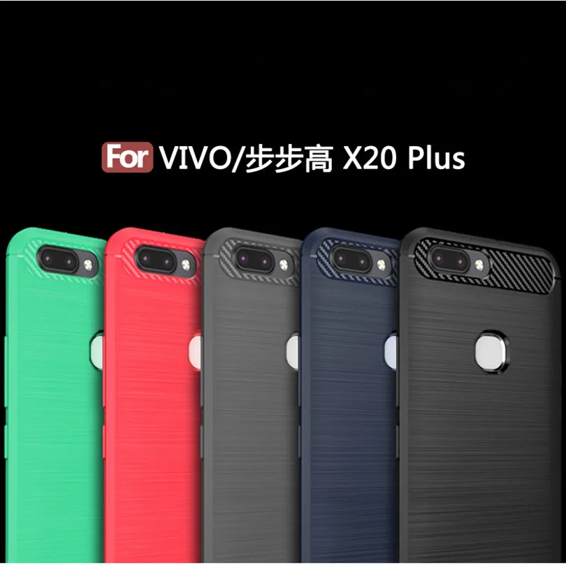 Elivebuy Cellphone Cover Carbon fiber drawing wire frame Housing For Vivo X20 Plus Silicone Protection Cases |
