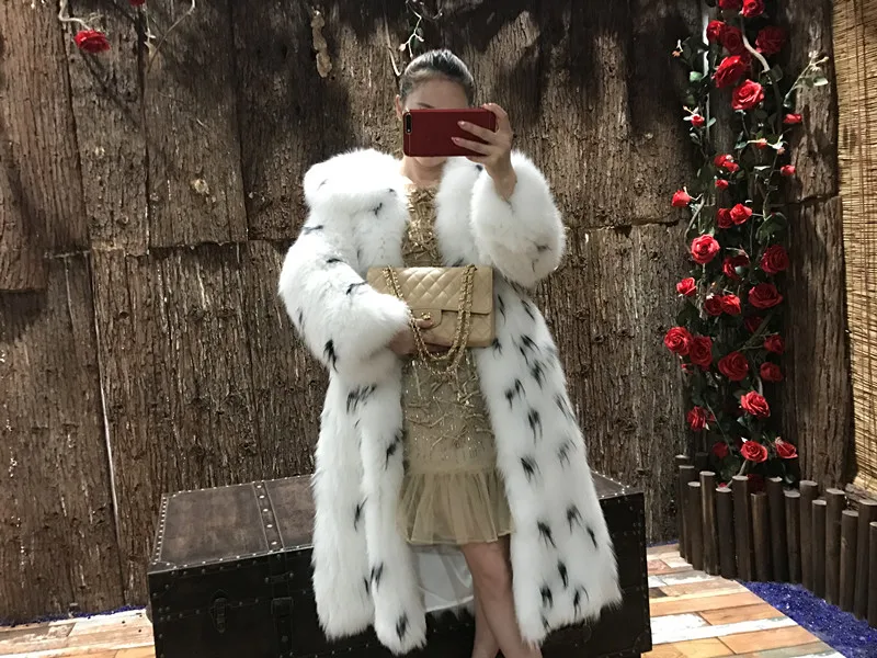 Мягкая вязаная шуба из натурального Лисьего меха Женская Дамская элегантная длинная Меховая куртка Верхняя одежда с отложным воротником из натурального Лисьего меха