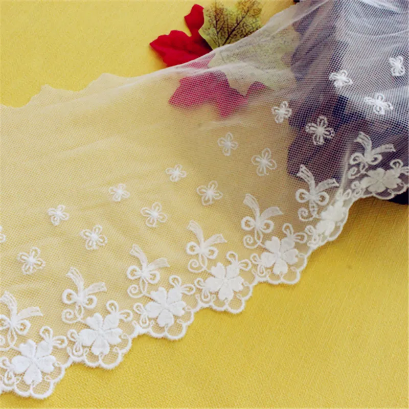 

10 yard 15cm 5.9 " wide ivory gauze mesh tulle cotton embroidered tapes lace trim ribbon fabric 1049904QL4K41