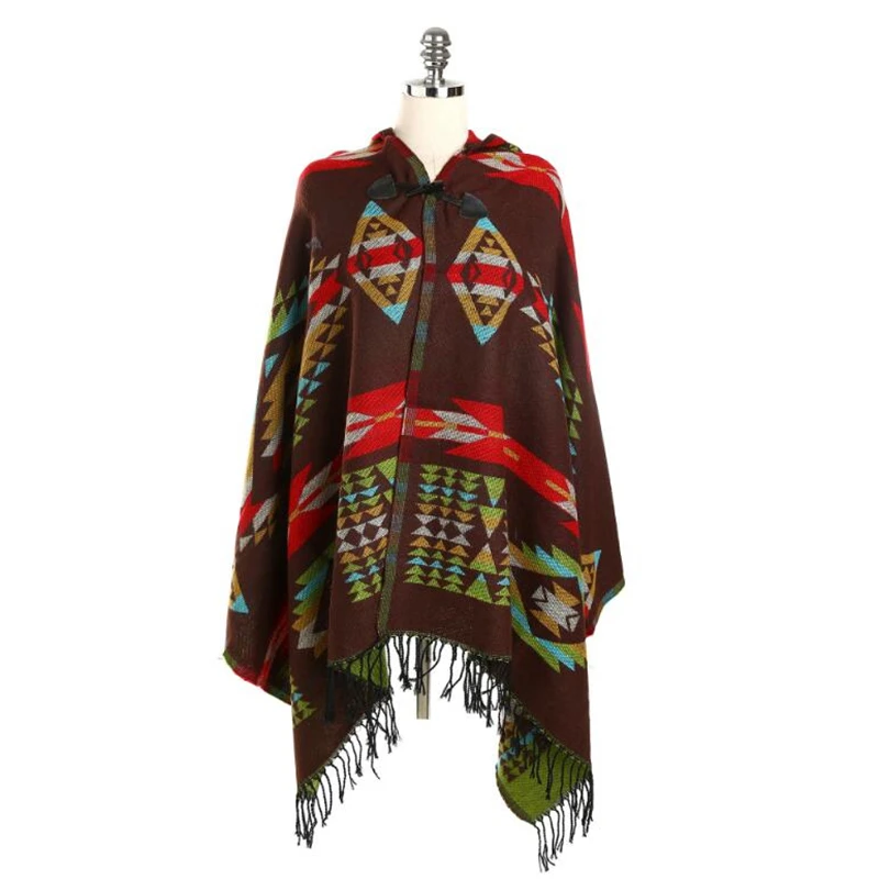 IANLAN Женский повседневный платок с капюшоном и кисточками в стиле народного ремесла из искусственной кашемира с поножами Шаль Дамская путешественница с капюшоном Пашмина IL00147.