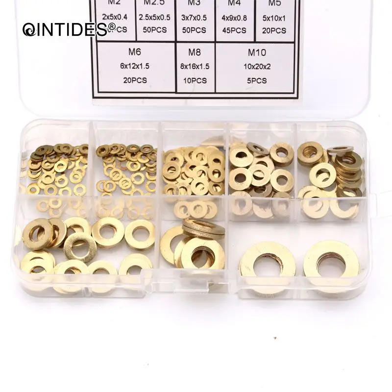 QINTIDES M2 M10 DIN125 Grade A простые шайбы латунная плоская шайба M2.5 M3 M4 M5 M6 M8 медные