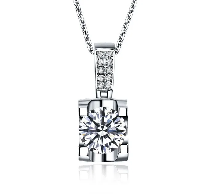 

1 Carat Oxhead Style SONA Simulate Diamonds Pendant Necklace Solid Sterling Silver Pendant Necklace Never Tarnish or Fade