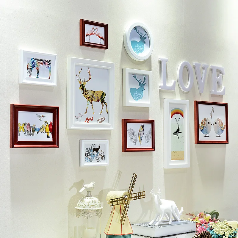 Современный Высокое качество деревянные настенные фоторамки Набор для Гостиная