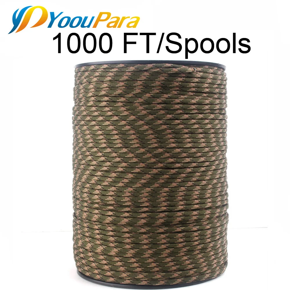 YoouPara Paracord 4 мм 1000FT/катушки 7 нитей веревка парашютный шнур для активного отдыха