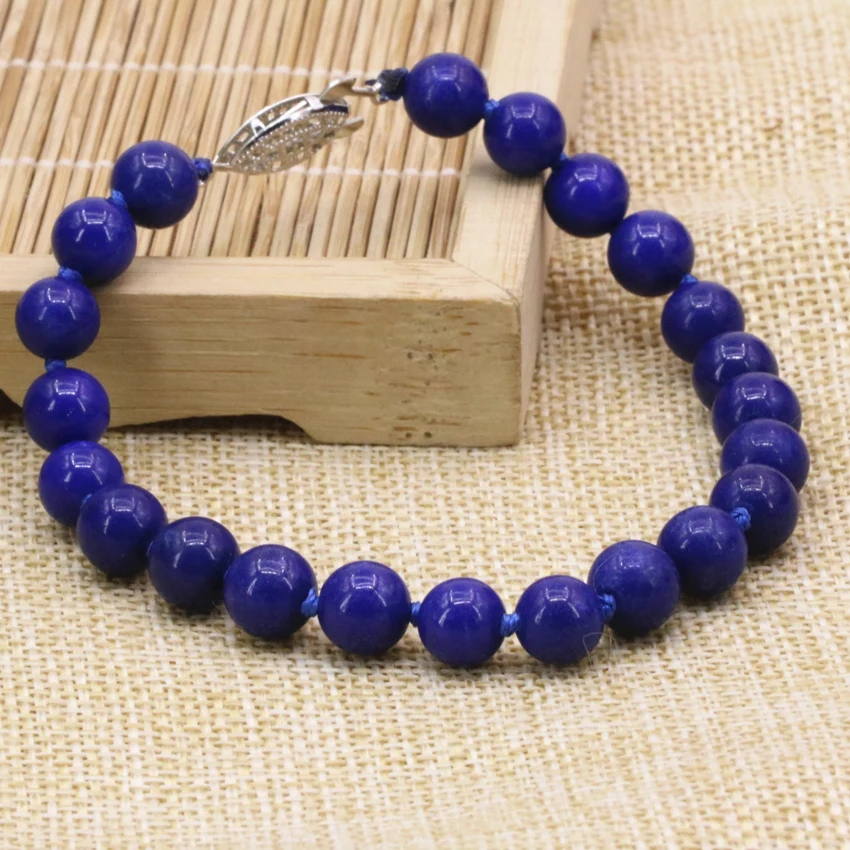 

Wholesale price elegant natural stone blue lapis lazuli 8mm round beads bracelet & bangle for women jewelry 7.5inch B3170
