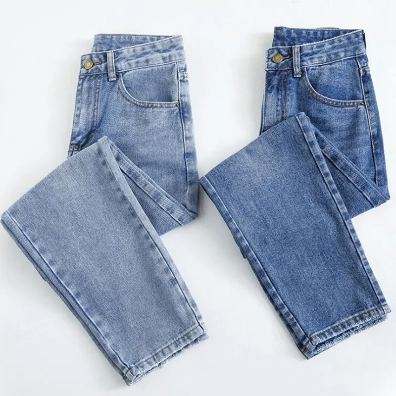 Джинсовые штаны джинсы в винтажном стиле с высокой талией для женщин прямые