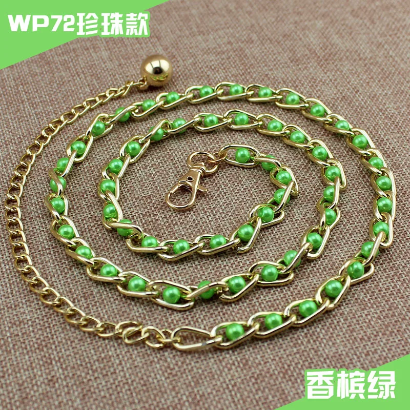 style 2 green Новая мода женский ретро металлический пояс-цепочка платье пояс Золотая цепь для тела ремни с жемчугом женские аксессуары - Цвет: style 2 green