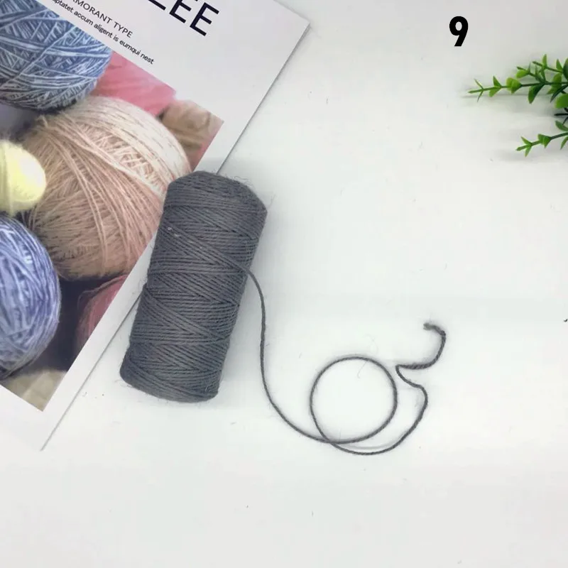 9 Gray Джутовая веревка, ручная работа, 2 мм, винтажное украшение, цветная пеньковая веревка, подарочная упаковочная веревка, бирка для одежды, веревка, 100 метров на трубу - Цвет: 9 Gray