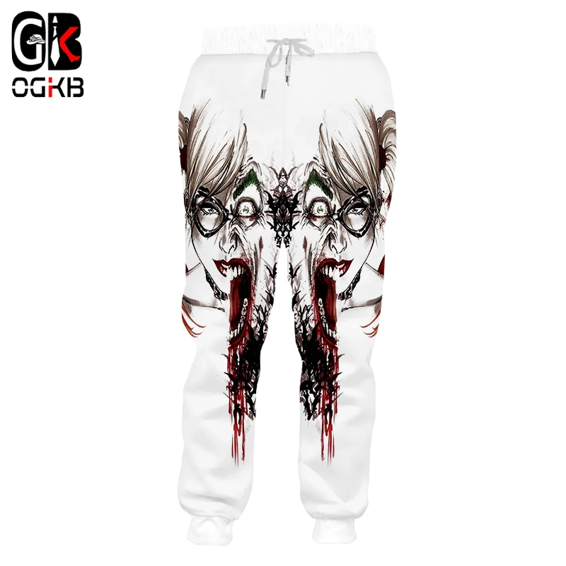 OGKB Новая мода унисекс полная длина шнурок брюки для женщин/мужчин Забавный принт