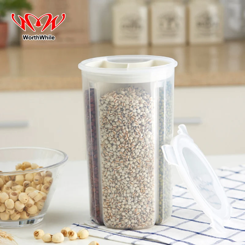 Стоящий прозрачный многозерновой хранения 4 части Вращающийся Сухой зерна риса