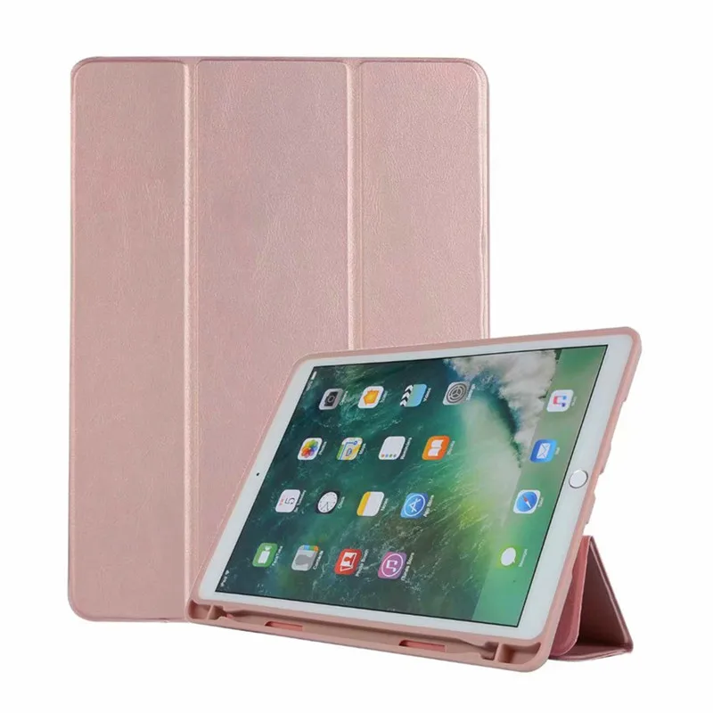 Rose gold Смарт-чехол из полиуретановой кожи для Apple iPad Air 3 10,5 с держателем карандаша мягкий силиконовый задний Чехол для iPad Pro 10,5 дюймов - Цвет: Rose gold