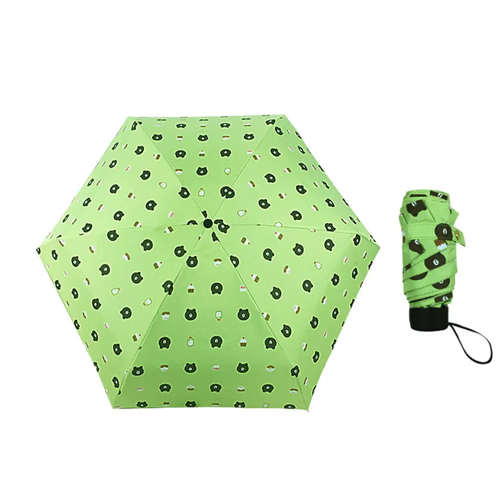 Bear Pattern Green Портативный практичный зонт-капсула, мини-светильник, маленький карманный складной зонт от дождя и солнца, многофункциональный ветрозащитный зонт - Цвет: Bear Pattern Green