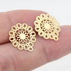 Полые серьги-гвоздики из нержавеющей стали с цветком, 10 шт.