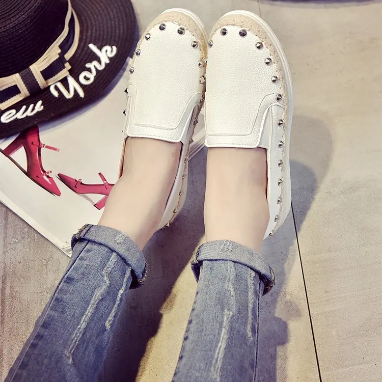 Espadrilles/Женская обувь из натуральной кожи на толстой мягкой подошве лоферы