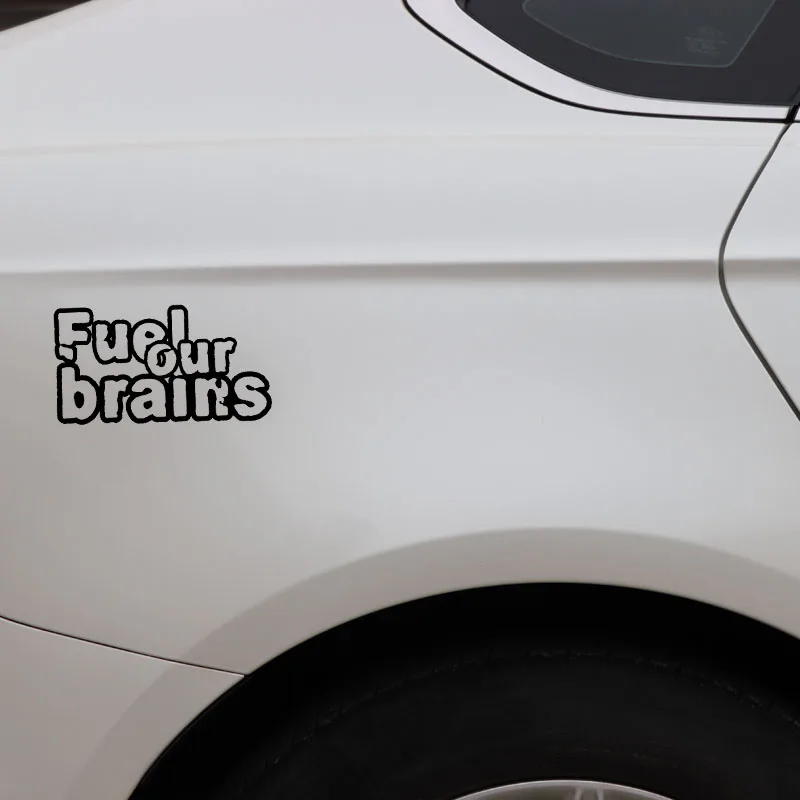 YJZT 14CM*7.8CM Fuel Our Brains Funny Vinyl Decal Car Sticker Black/Silver C3-0739 | Автомобили и мотоциклы