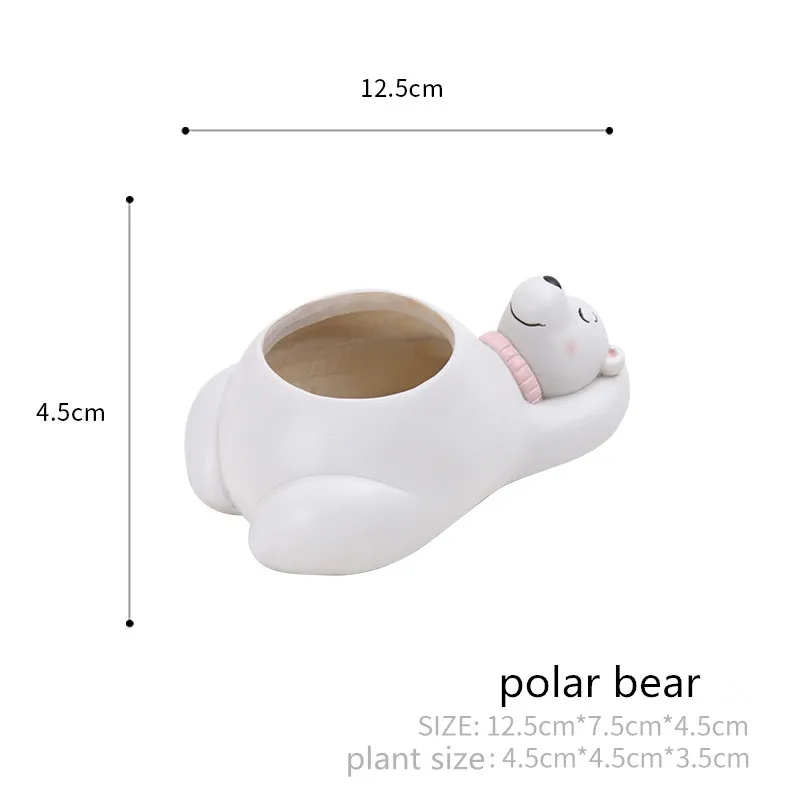polar bear 6 видов конструкций, современный мультяшный горшок для суккулентов, горшок из смолы, креативные Кустарные животные, кавайная форма, настольные украшения, цветочные горшки - Цвет: polar bear