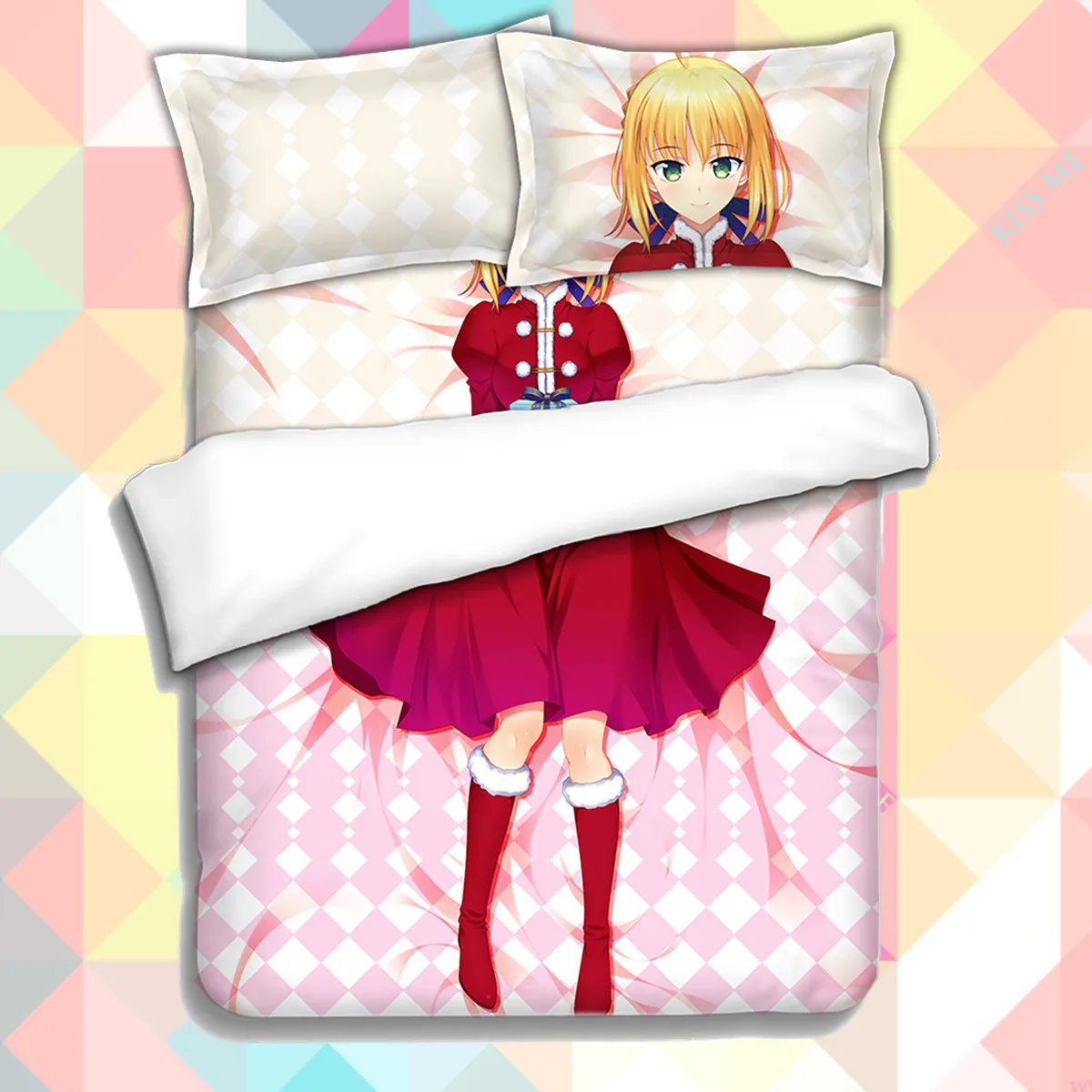 

Комплект постельного белья с рисунком из аниме мультфильма Рождество fate stay night saber покрывало с наволочками простыня пододеяльник 151207