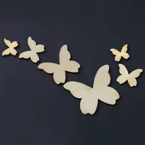 50 шт. смешанные размеры цветка бабочки в форме сердца золотой дерево кнопки DIY