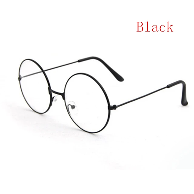 black KPAY New Classic Flat Myopia Optical Mirror Simple Metal Women Men Fashion Glasses Frame Vintage Glasses Frame Round Lens - Цвет оправы: black