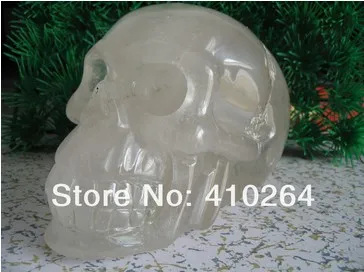 YM 328 FengShui Good Luck Clear Quartz Rock Skull Carving Realist Crystal statue | Дом и сад