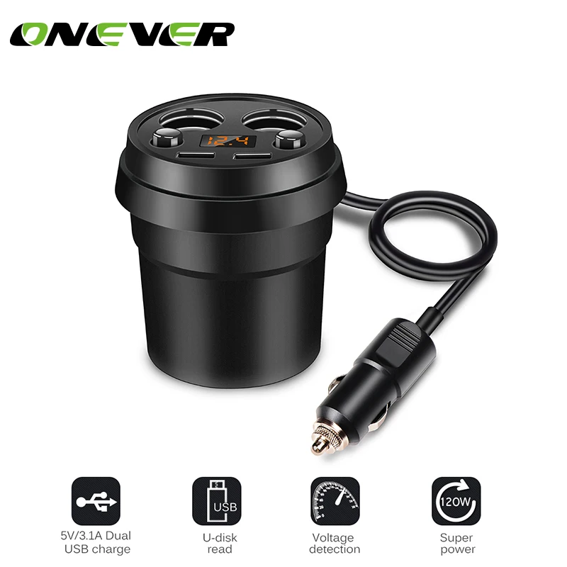 Автомобильное зарядное устройство Onever с двумя USB портами 3 1 А|adaptor socket|adaptor usbadaptor