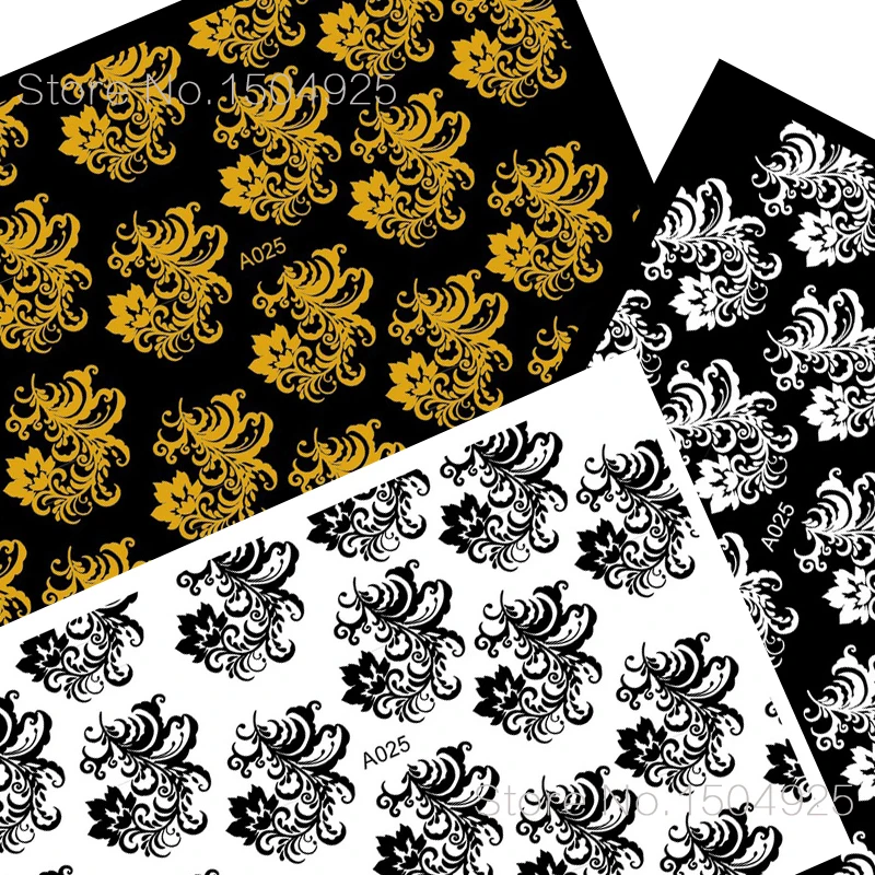 Бело черные наклейки для ногтей 3D дизайнерские прозрачные цветочные аксессуары