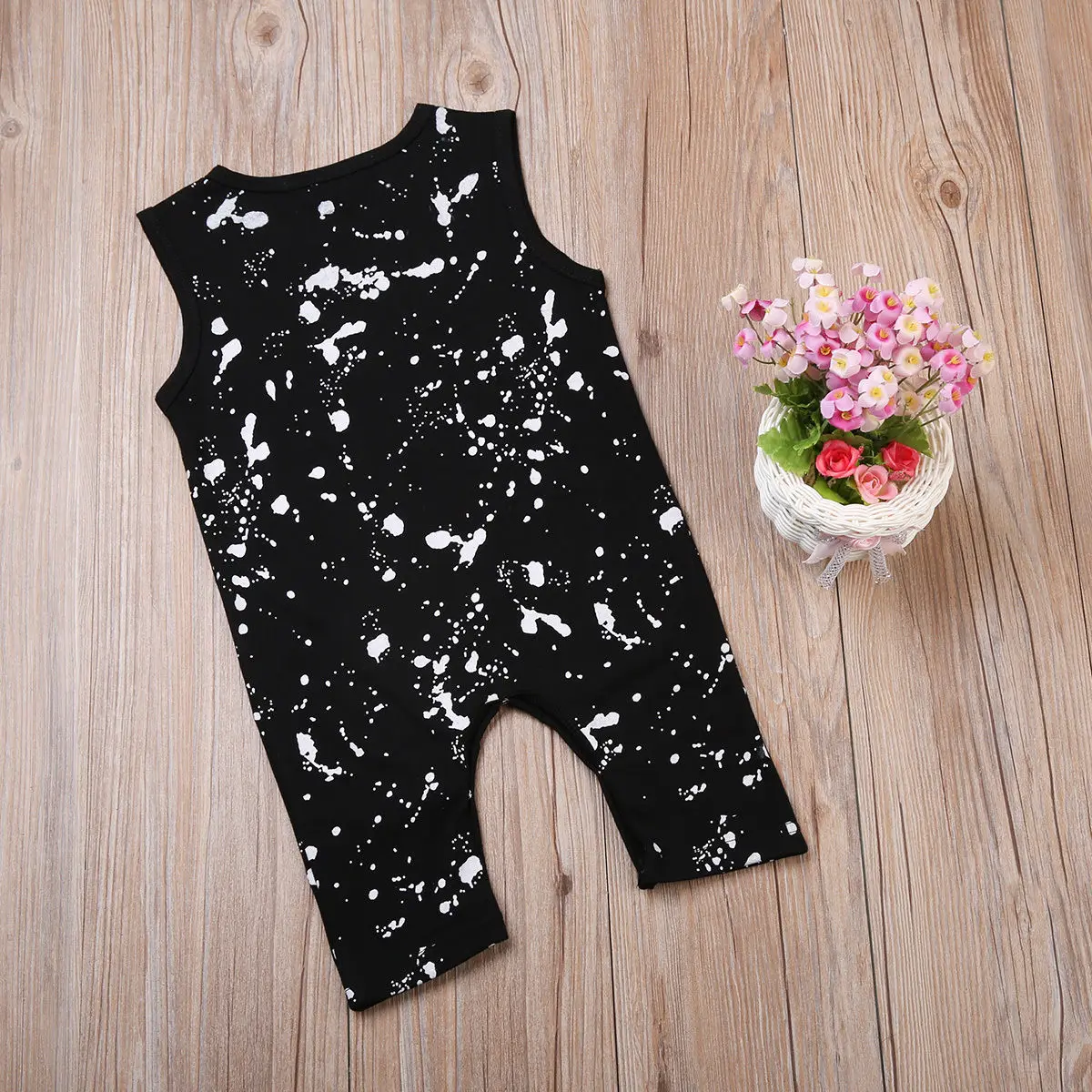 2017 летние хлопковые комбинезоны в горошек без рукавов для маленьких мальчиков и