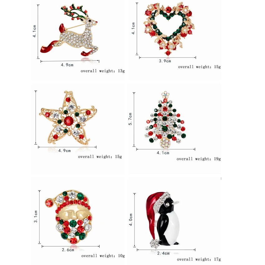 Зеленые и красные хрустальные броши для женщин искусственная Рождественская