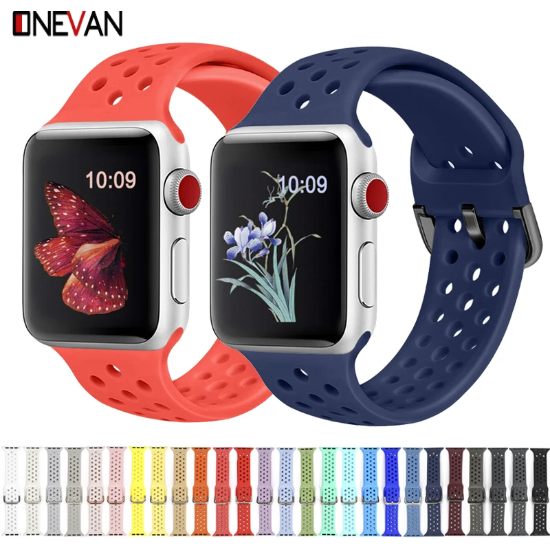 Ремешок сменный для Apple Watch 6 SE 5 4 40 мм 44 мягкий силиконовый спортивный резиновый