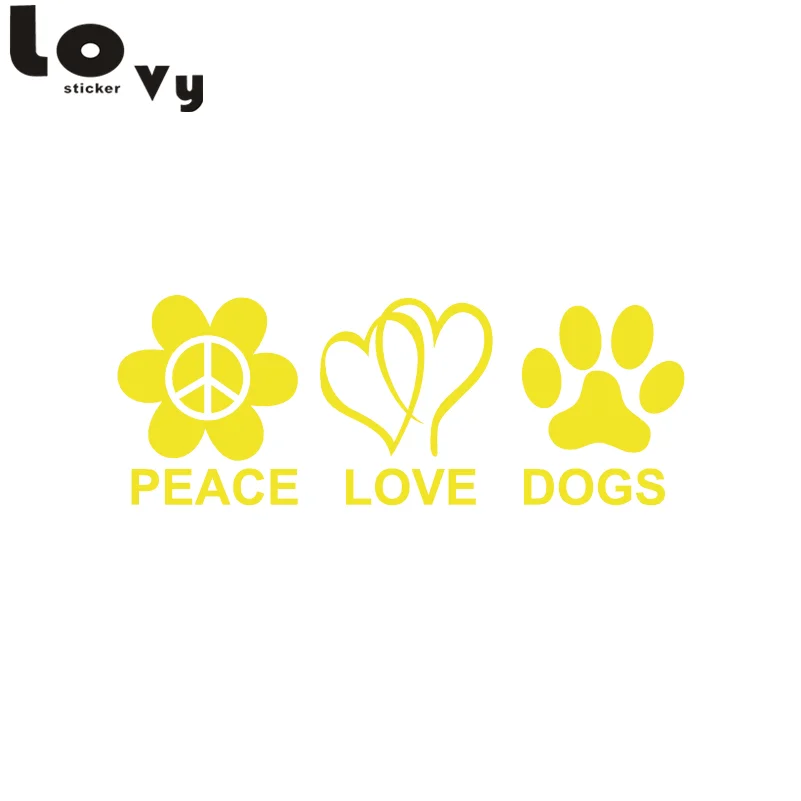 Peace Love Dogs Viny Wall Sticker Creative Cartoon Animal Vinyl Decal for Bedroom Home Decor | Дом и сад