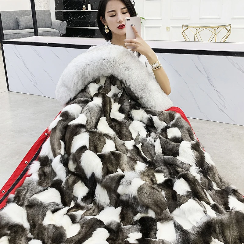 long (length 90cm) OFTBUY, пальто с натуральным мехом, зимняя куртка, Женская длинная парка, натуральный Лисий мех, толстая теплая верхняя одежда, отстегивается, уличная одежда, бренд класса люкс - Цвет: long (length 90cm)