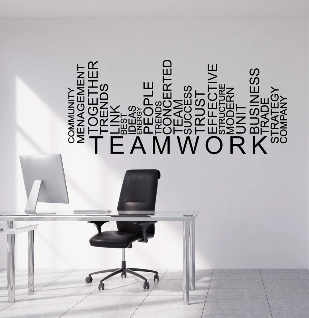 

Teamwork Words Wall Decal Art Sticker Business Office Room Wall Decor Stickers Quote Success Vinyl Decals Home Decoration D019