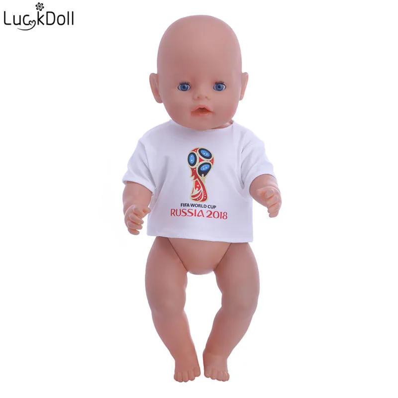 Футболка LUCKDOLL с принтом для куклы 43 см или 18 дюймового американского стандарта