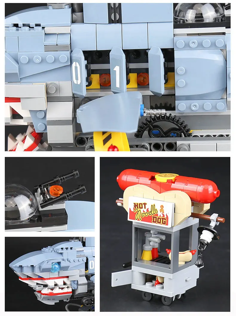 06067 929 шт. Les Films серия Le Grand Requin Ensemble 70656 Blocs de Construction Briques Drole Jouets Modele pour enfant | Игрушки и