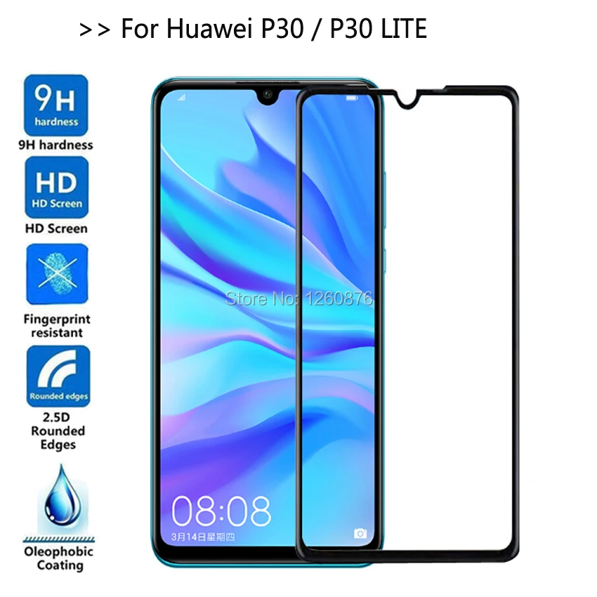 Закаленное стекло для huawei P30 полное покрытие экрана протектор Взрывозащищенная