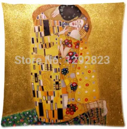 Густав Климт поцелуй пользовательские молнии площадь Подушки Детские случае 16x16