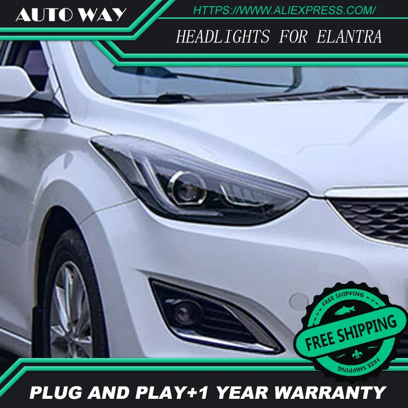 Автомобильный Стайлинг Головной фонарь чехол для фары для автомобиля Hyundai Elantra 2012- светодиодный фары DRL Объектив Двойной Луч Биксенон HID