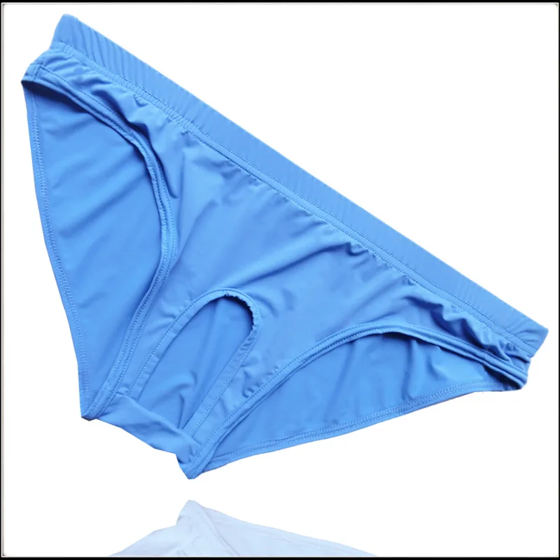 2017 Free shipping Men's Comfortable Open Front Sheer Hole men's underwear Ice silk briefs Open jj sexy men underwear