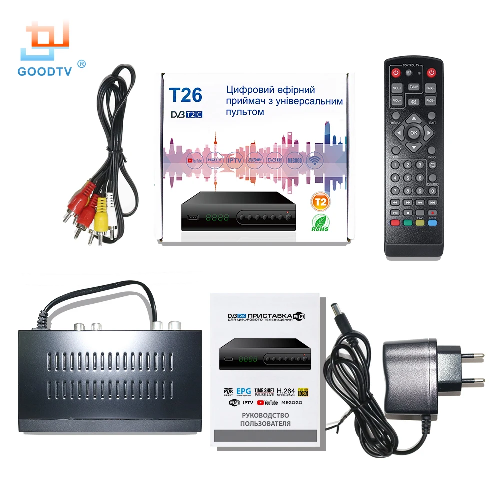 U2C USB DVB T2 Wi Fi ТВ тюнер ресивер Full HD 1080P цифровой Смарт коробка Поддержка MPEG H.264 I P