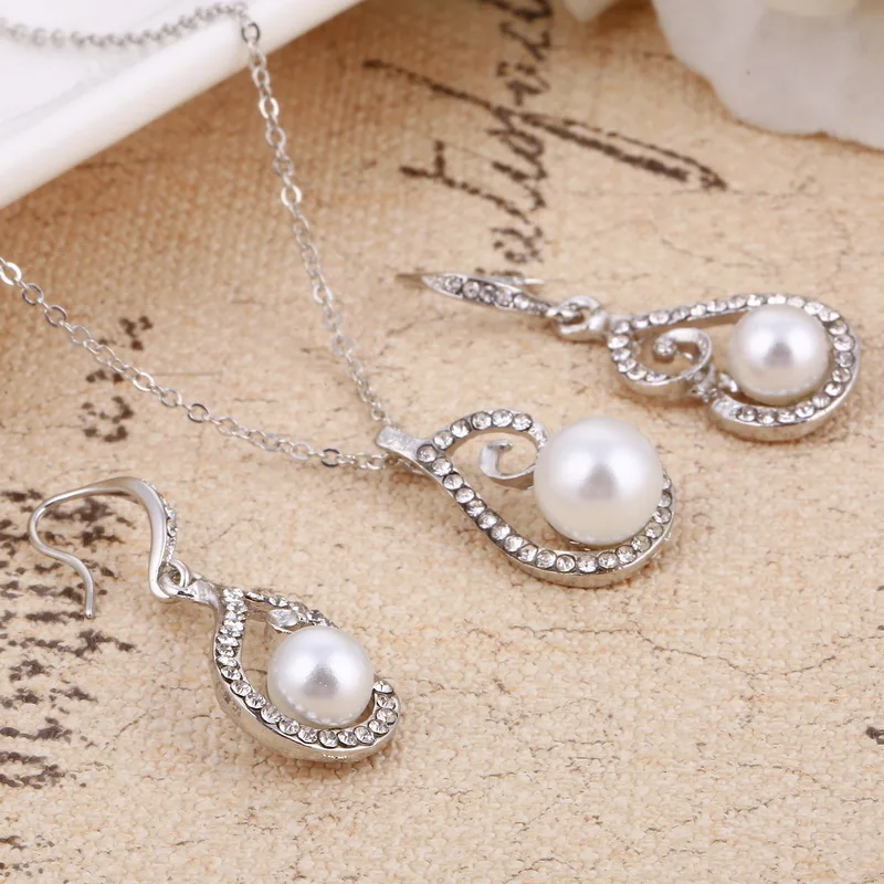 Женское колье с подвеской в виде капли воды|simulated pearl jewelry set|fashion setspearl set |